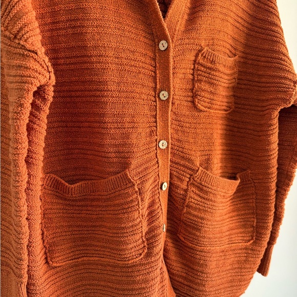 Free People Beach Day Dreaming Button-Up Cardigan - Burnt Orange - Extra Small - Picture 5 of 11